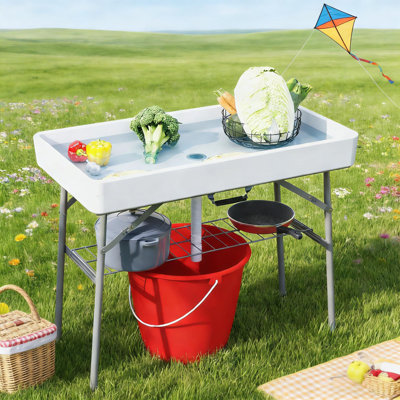 Table de glacière pliante portative blanche pour fêtes et événements en plein air | Idée de cadeau