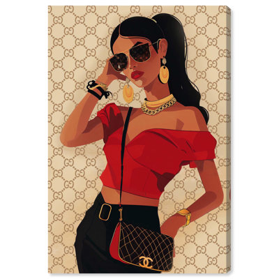 Her Stylish Red Look Canvas by Art Remedy
