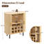 Bar à vin cannelé 28 po, armoire à vin moderne avec support à 8 grilles, tablettes réglables, portes tambour et rangement latéral caché