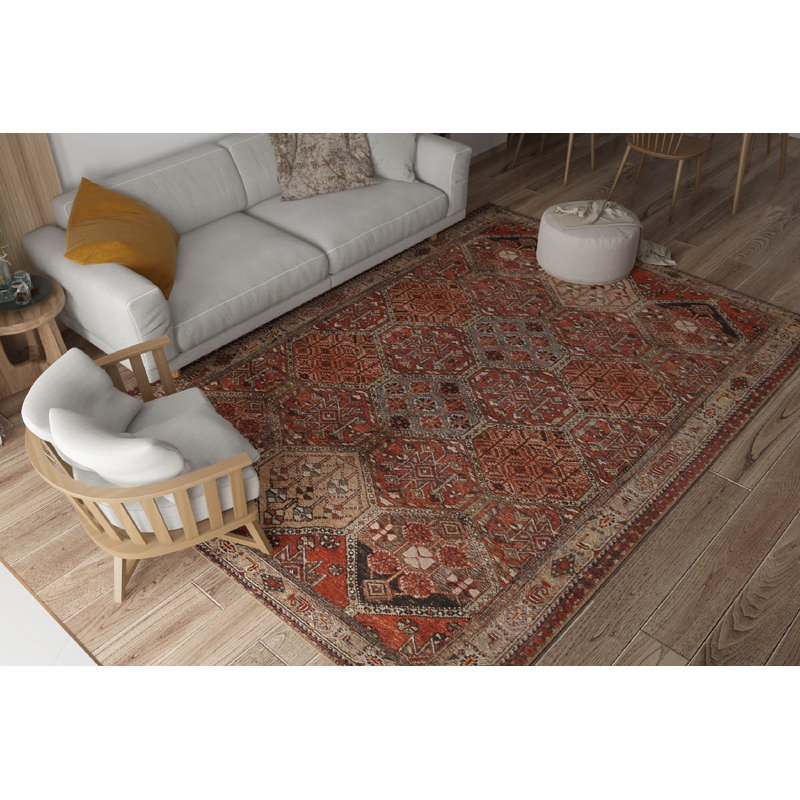Kemmer Oriental Machine Woven Cotton/Polyester Area Rug, Rectangle 3'9" x 5'6"
