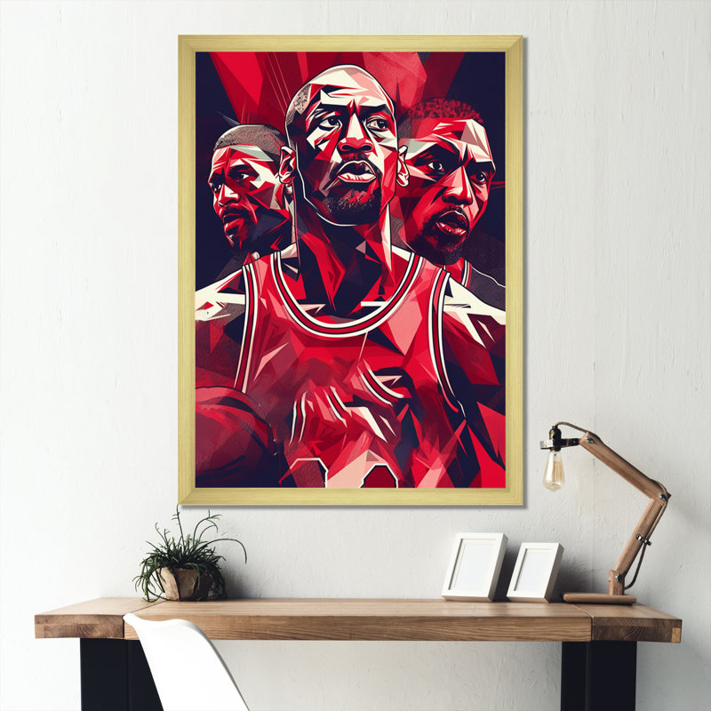 Basketball Game Face, reproduction d'art sur toile, H 44 po x l 34 po x P 1,5 po, Or