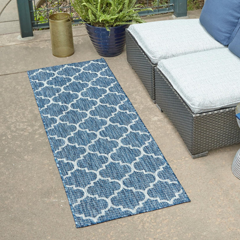 Suffolk Blue Indoor/Outdoor Area Rug, Runner 2' x 8'