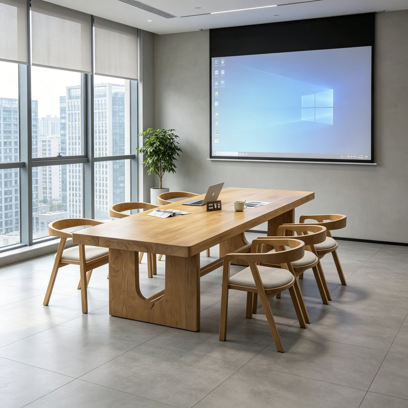 Tables de conférence simples en bois massif Burlywood, 29.5" H x 78.7" L x 31.5" W
