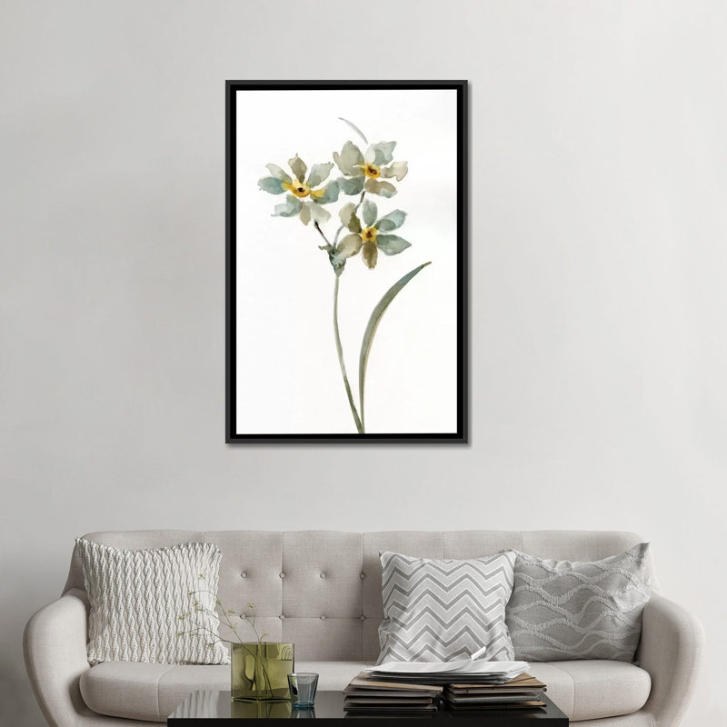 « neutral botanique i », impression sur toile, H 48 po x l 32 po x P 1,5 po, Toile avec cadre noir, Pas de tapis
