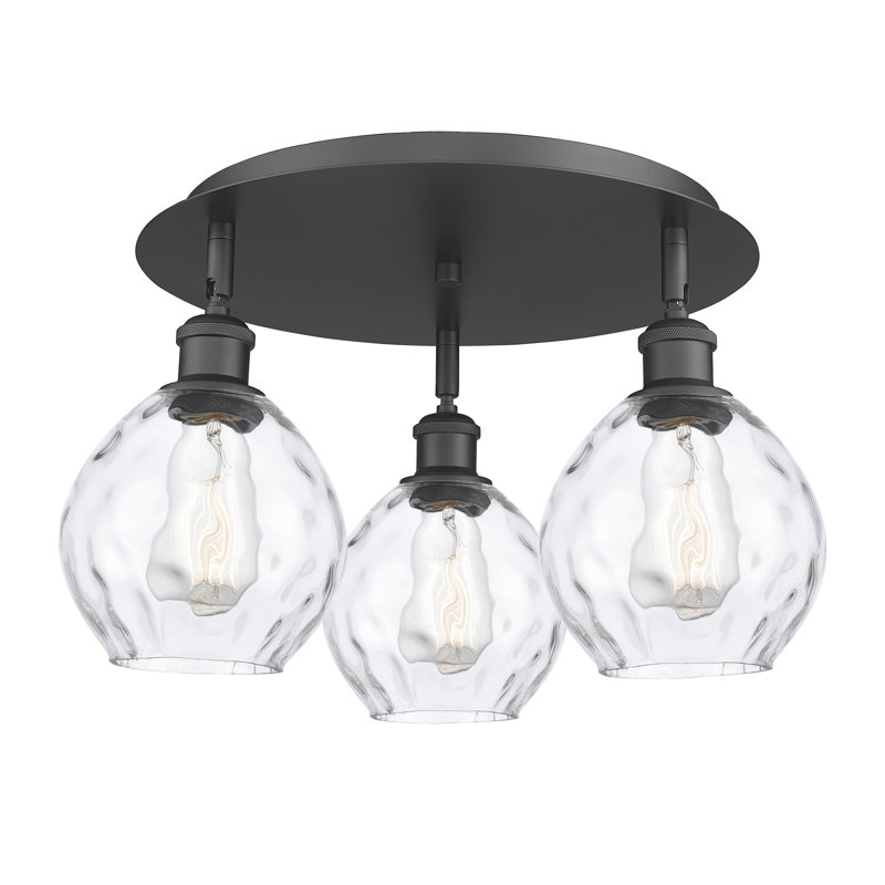 Beren Glass Flush Mount, Matte Black