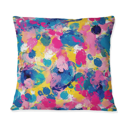 Explosion de cirque abstrait rose et bleu II - Coussin décoratif abstrait