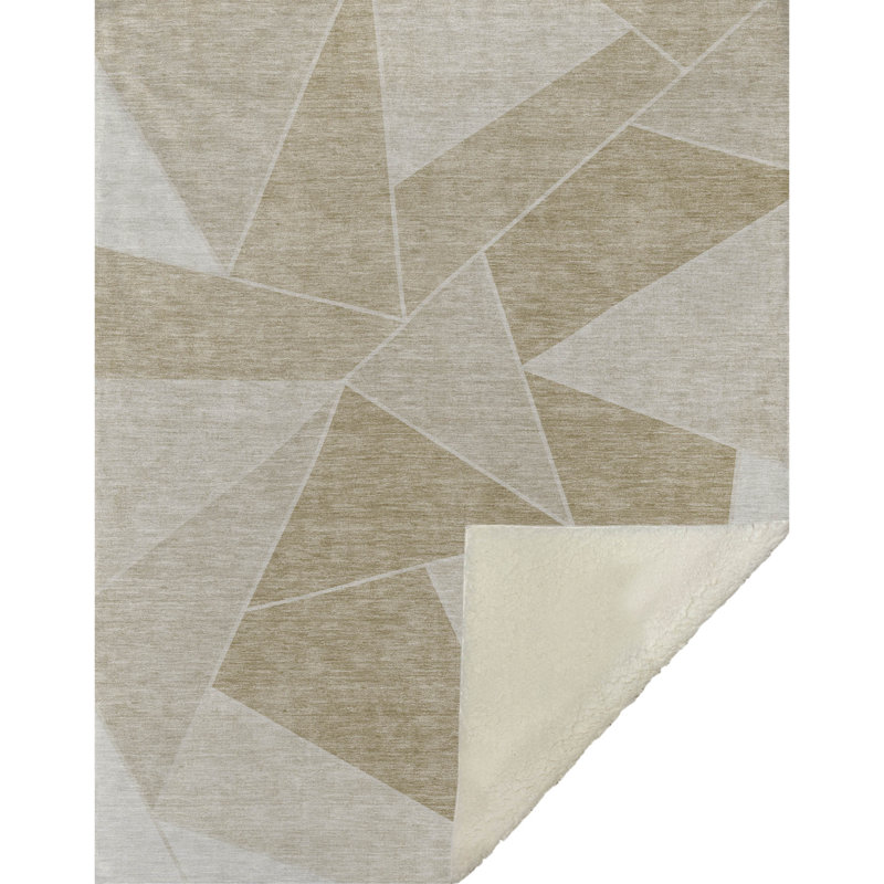 Addison Machine Washable Sherpa Throw Blanket, Beige Geometric