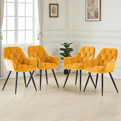 Runkle Upholstered Velvet Dining Chair with Arm