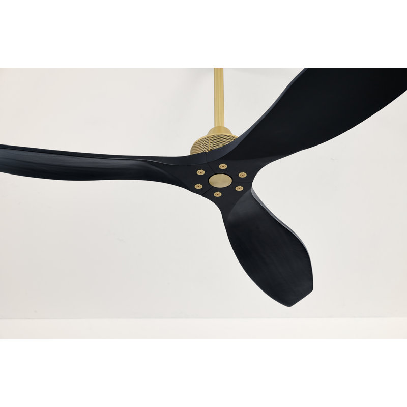Hexanova Smart Ceiling Fan, Brushed Brass with Black Blades, 60"
