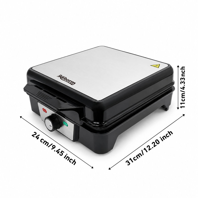4 Slice Electric Waffle Maker with Temperature Control Knob, Non-Stick Cooking Plates, EU Plug Waffle Iron for Home Breakfast