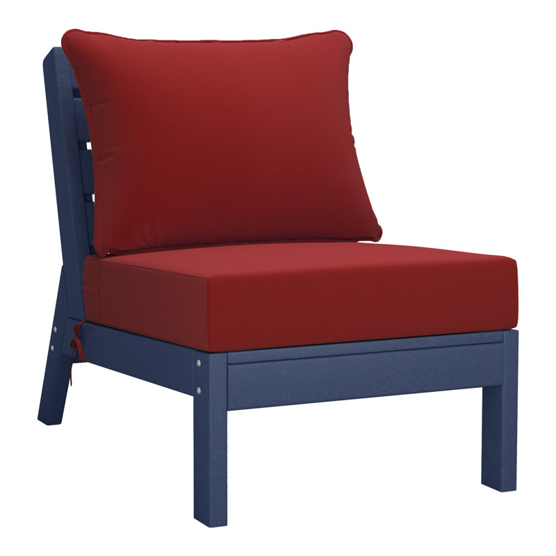 3-Piece Deep Seating Set With Cushions, Red, Navy Blue