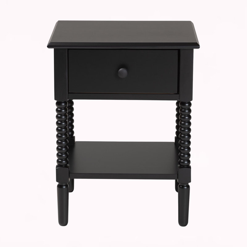 Baxton Studio Braith Farmhouse Spindle Wood 1-Drawer Nightstand, Black