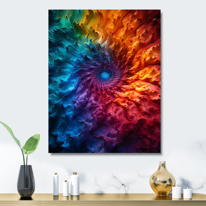 Colorful Space Fractal Spiral II - Fractal Metal Wall Art Print, 20" H x 12" W x 1" D