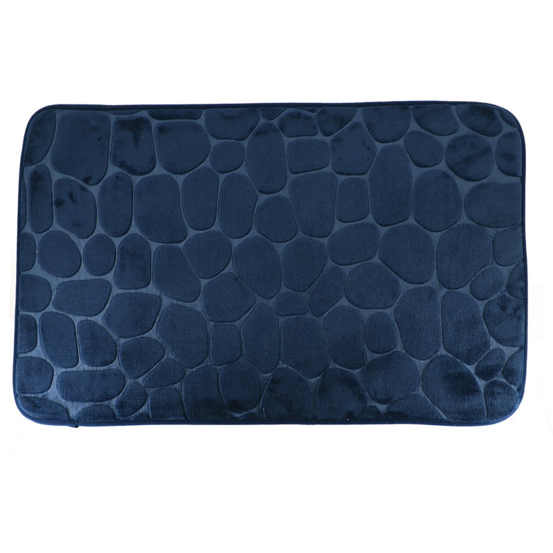 Cobble Stone Mat Non-Slip Bath Mat, Navy Blue