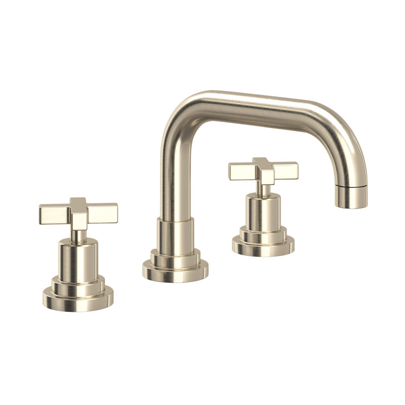 Lombardia® Widespread Bathroom Faucet with Drain Assembly, Satin Nickel, Cross Handle