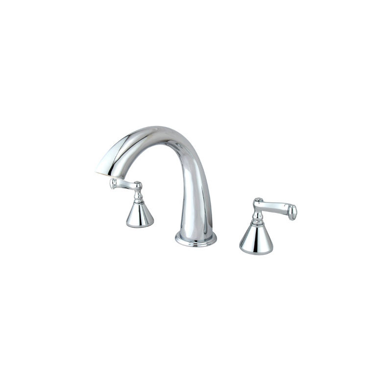 Double Handle Deck Mounted Roman Tub Faucet, Polished Chrome