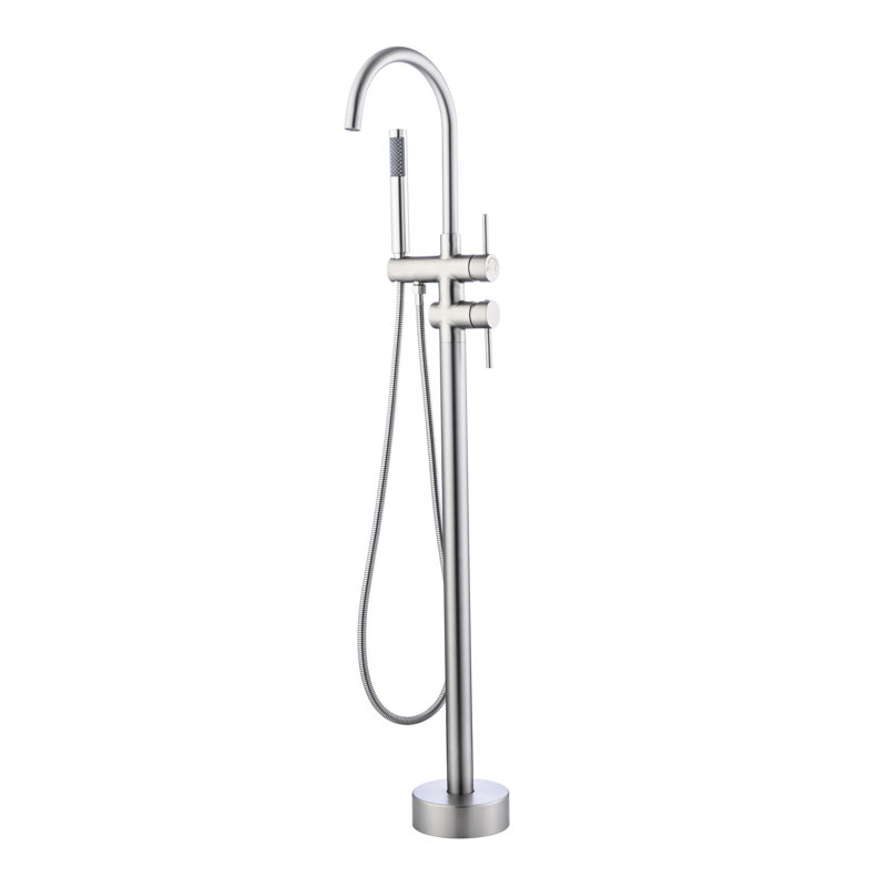 Brushed Nickel Tub Filler With Seals And 9.95 Lb Weight Freestanding In Stainless Steel Drip- Design