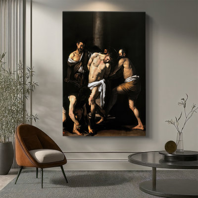 «The Flagellation of Christ», toile tendue par Caravaggio