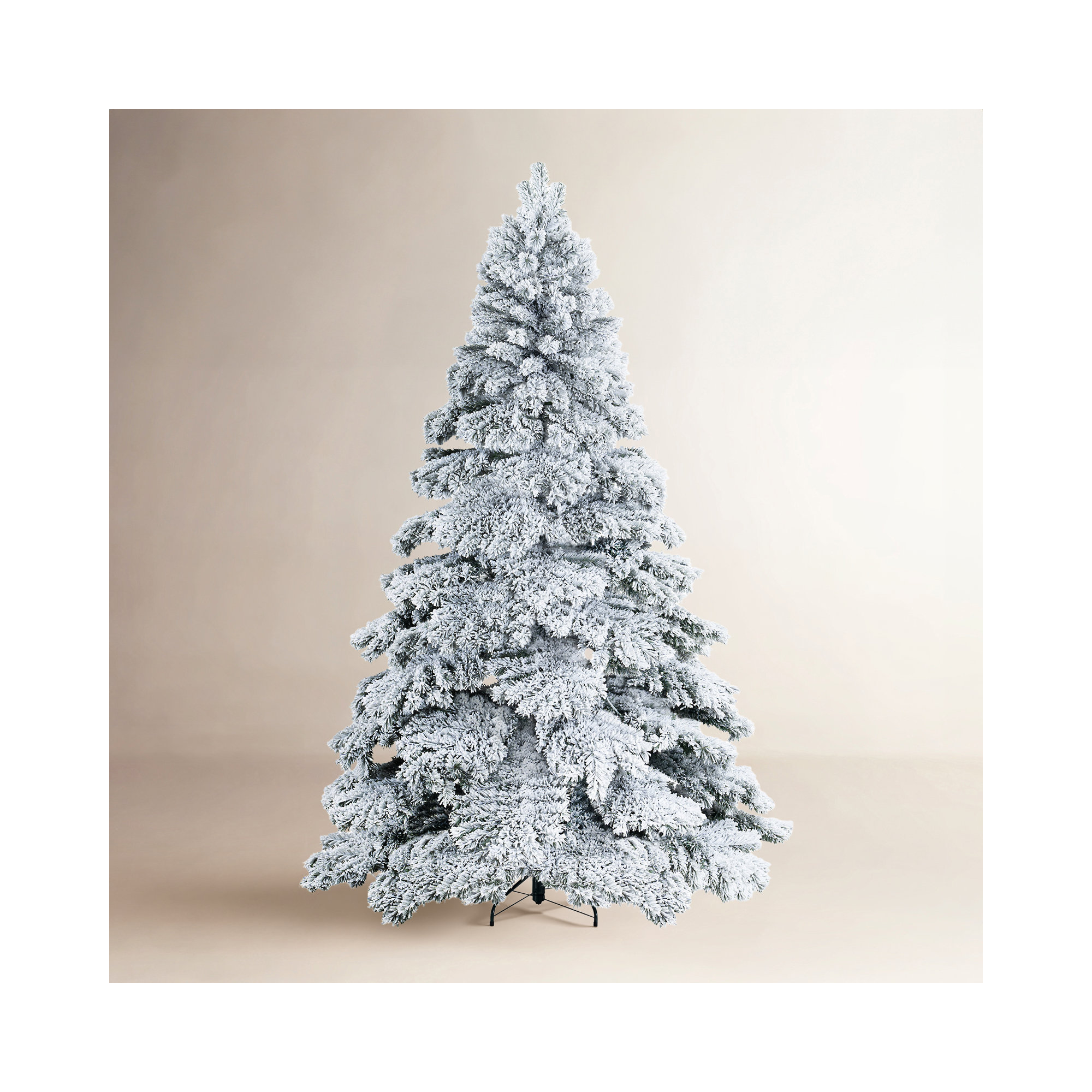 Snow Flocked Prelit Artificial Christmas Tree with Sturdy Metal Stand Realistic Frosted Trees, 7.5 ft