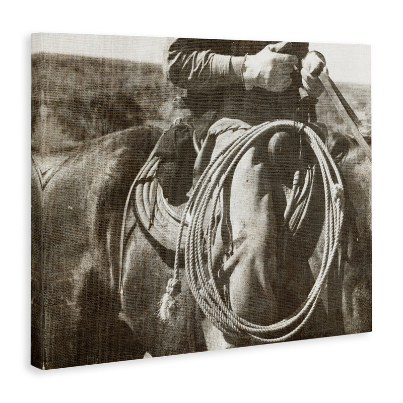 «Cowboy with Lasso», art mural sur toile par RileyB, H 16 po x l 20 po