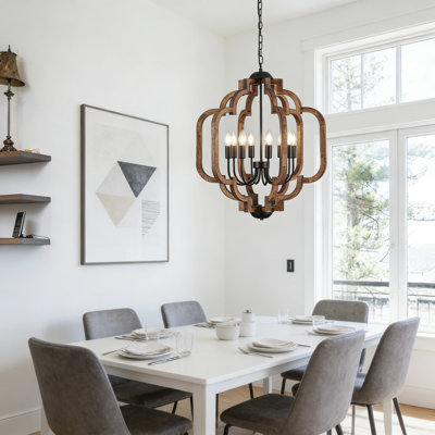 Luminaire suspendu rustique en bois à 8 lumières Farmhouse