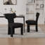 Ensemble de 2 chaises de salle à manger modernes en noir, revêtement en chenille et dossier incurvé pour de multiples réglages-118761674