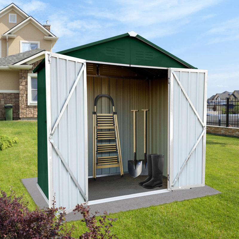 Metal Garden Sheds Outdoor Storage Sheds Garbage Shed Outdoor Tool Shed, 85" H x 67" W x 55" D, Green