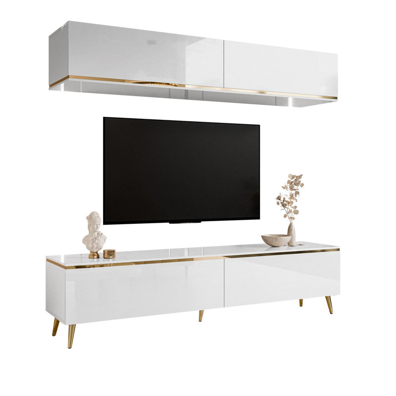AURORA TV Stand on Legs, White