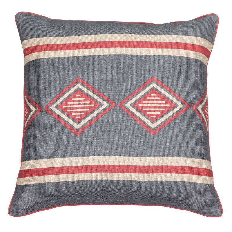 Mesa Linen Square Pillow Cover & Insert, Stone/Red
