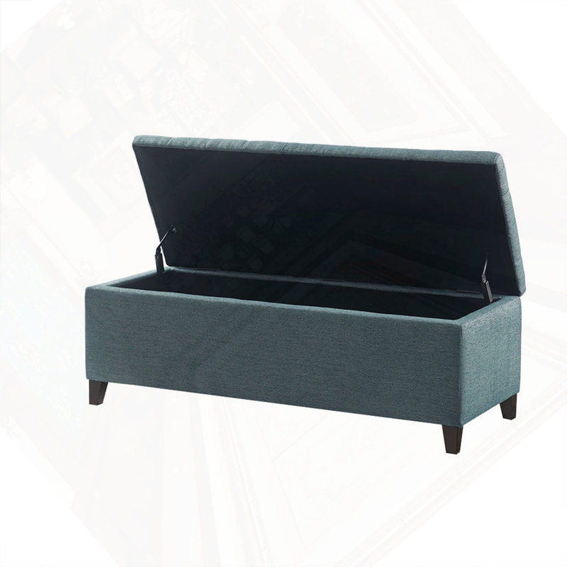Tufted Top Soft Close Storage Bench, Blue