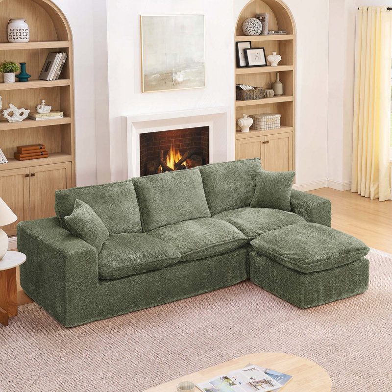 Canapé modulaire modulaire avec méridienne réversible Boucle, Vert