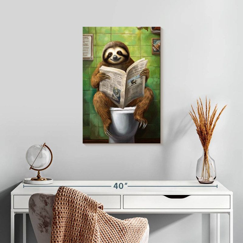 Ketti Sloth On A Toilet, 24" H x 16" W