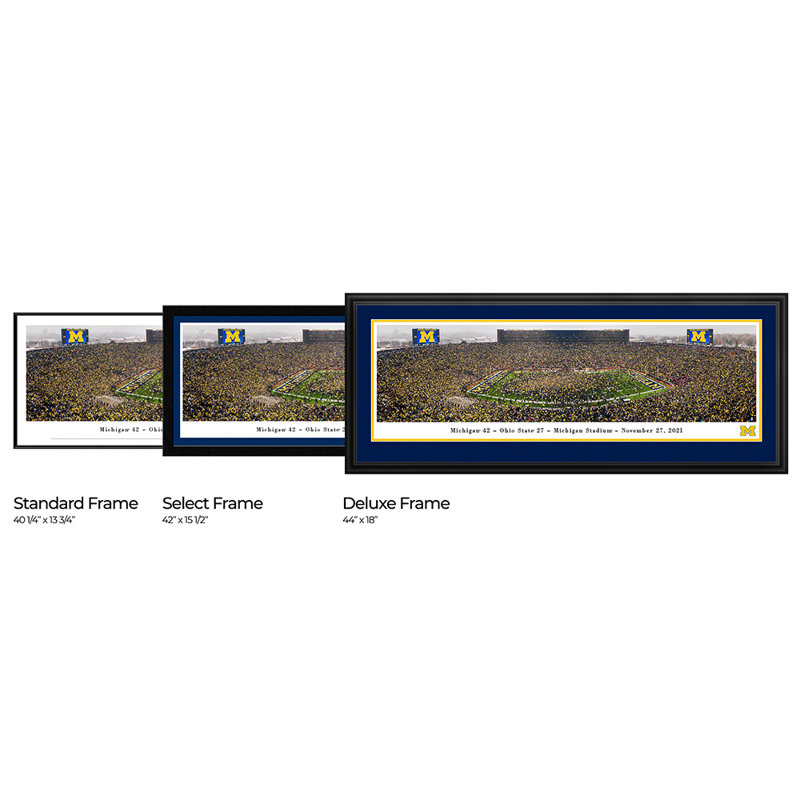 «Michigan Football Celebration», impression panoramique, H 18 po x l 44 po, Cadre noir