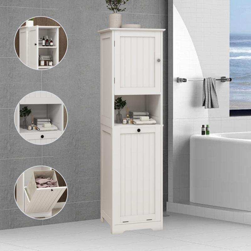 Wood Cabinet Laundry Hamper with Handles
