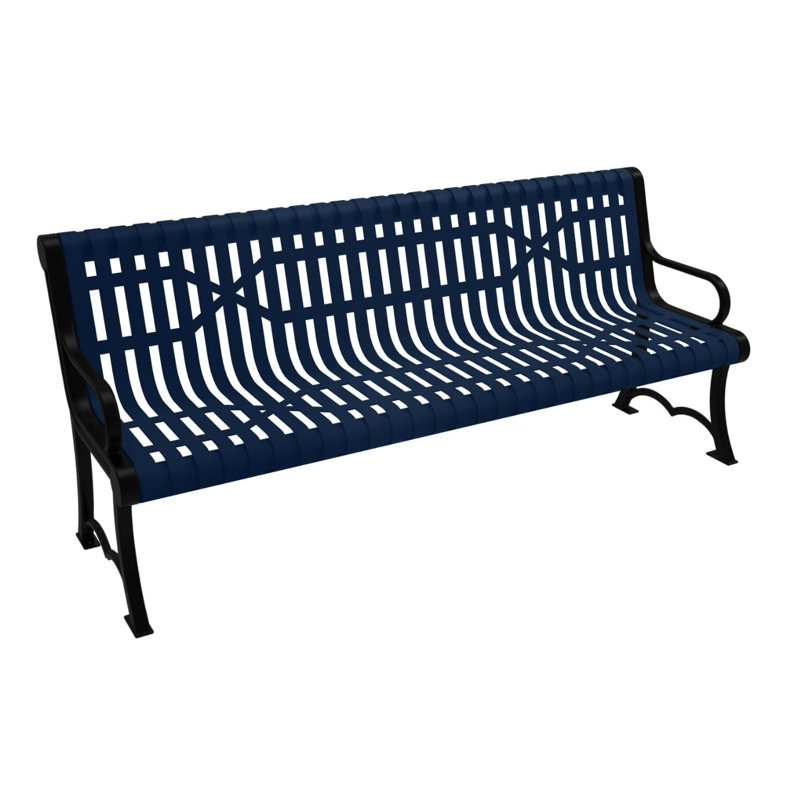 Banc à lattes, veiné or texturé, 1,83 m, avec dossier, portable, Banc de jardin portatif de 6 pi à lattes