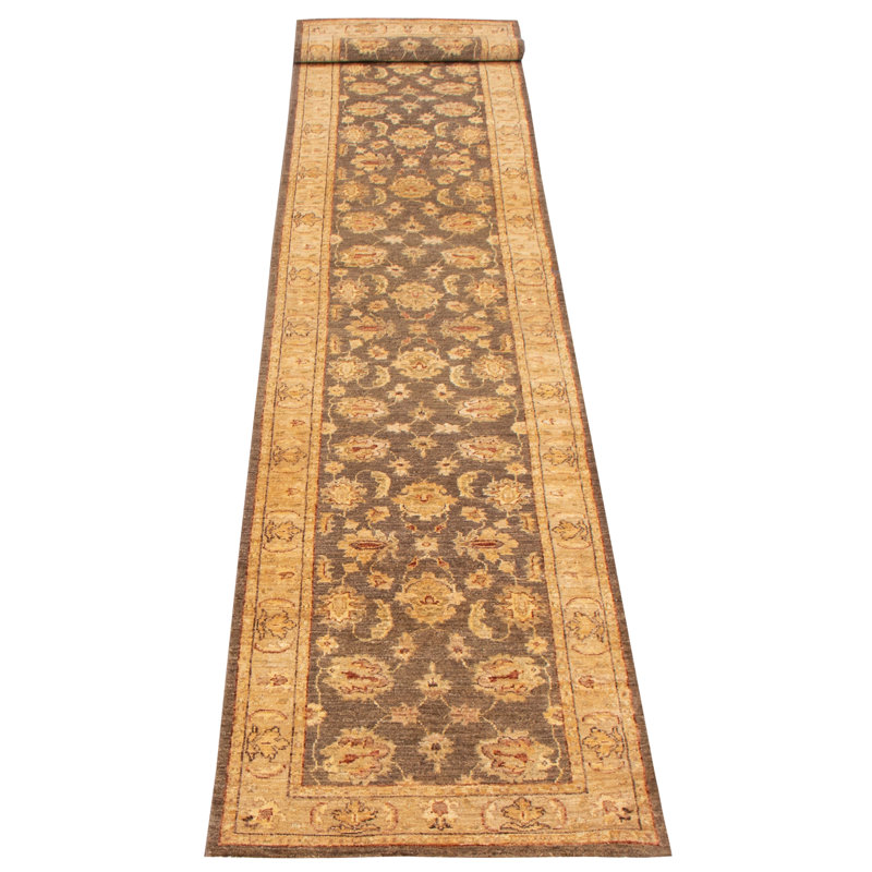 Tapis gris foncé Peshawar Oushak 2 pi 7 po x 14 pi 3 po