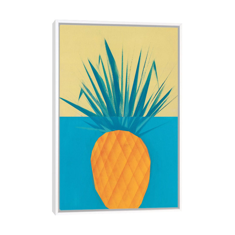 Pineapple 1 Piece Wall Art on Canvas, 152.5 cm H x 101.5 cm W, White Framed