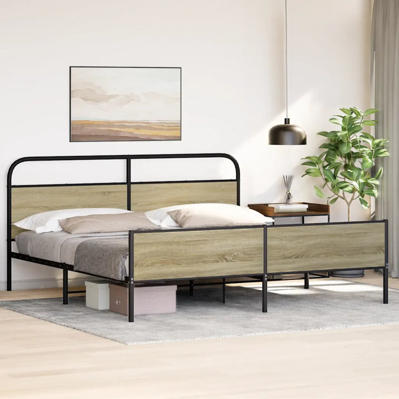 Aleid Bed Frame, 193 x 203 cm, Smoked Oak