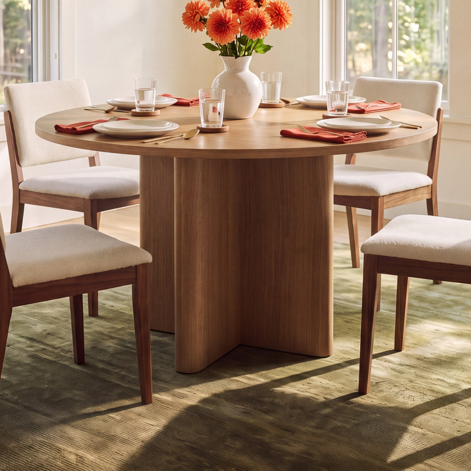 Veroniza Dining Table, 30" H x 53.15" L x 53.15" W, Natural