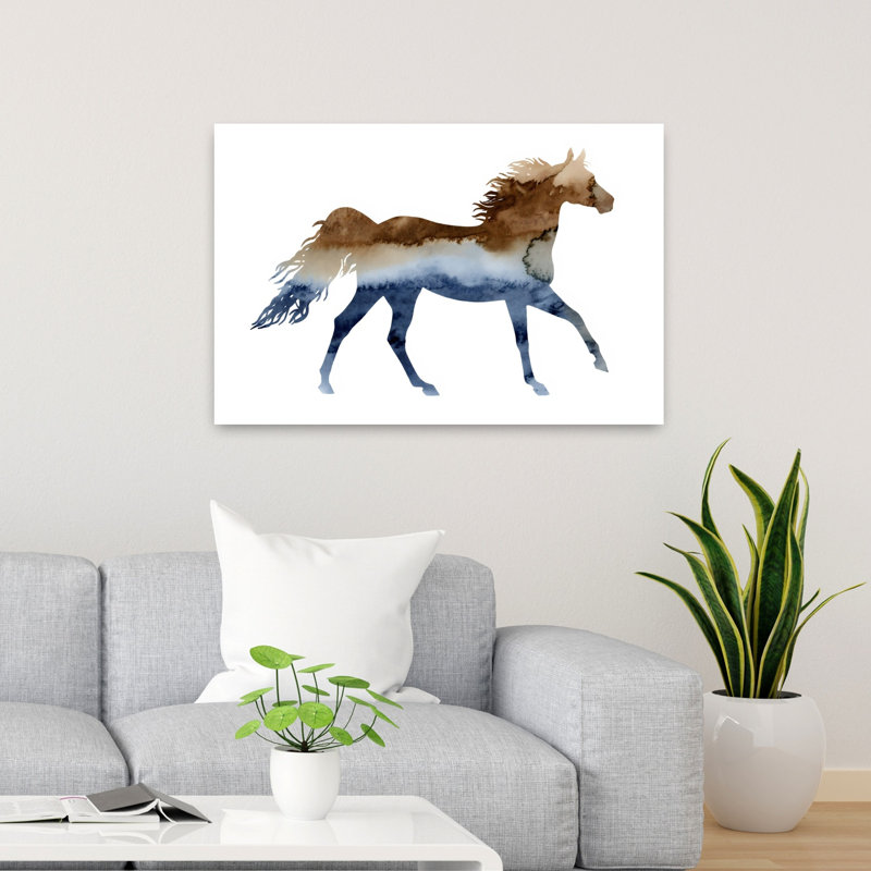 Art abstrait cheval contemporain, 24" H x 36" W