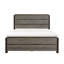 Grand lit contemporain 1Pc avec finition gris antique et brun foncé à 2 tons pour une utilisation dans la chambre à coucher