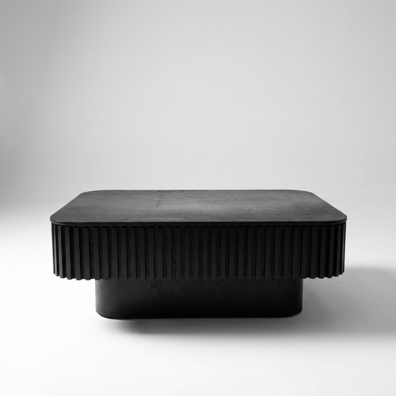 Fluted Lift-Top Coffee Table with Adjustable Height and Hidden Storage, Modern Solid Wood Veneer Design