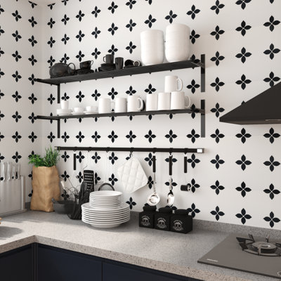 Carrelage mural en PVC 11,8 po x 11,8 po pour plancher pour la cuisine et la salle de bain, noir