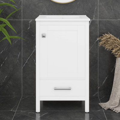 Meuble-lavabo de 18 po avec lavabo, ensemble de meuble-lavabo simple autoportant avec un tiroir et une tablette de rangement, armoire de rangement en bois
