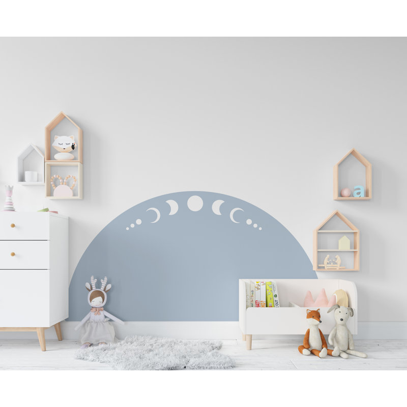 Décalcomanie murale Boho phase de lune, décor de chambre d'enfant Boho Arch, autocollant d'arche de lit, adhésif mural Hedboard, autocollant mural arche, autocollant mural Arch 117LU