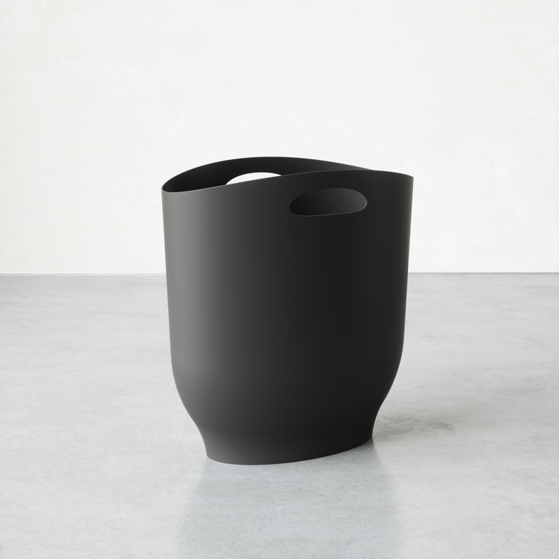 Plastic Open Waste Basket - 2.4 Gallons, Black