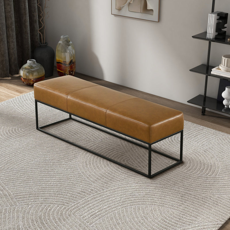 Banc en cuir brun clair Odessa