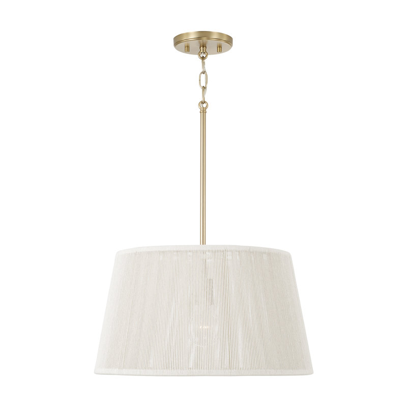 17.75" W x 10" H 1-Light Handcrafted Pendant in Matte Brass with Hand-wrapped Bleached Natural Rope, 17.75"W x 10"H
