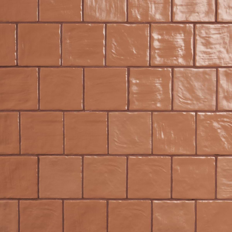 Montauk 4X4 Ceramic Mixed Finish Wall Tile, Terracotta
