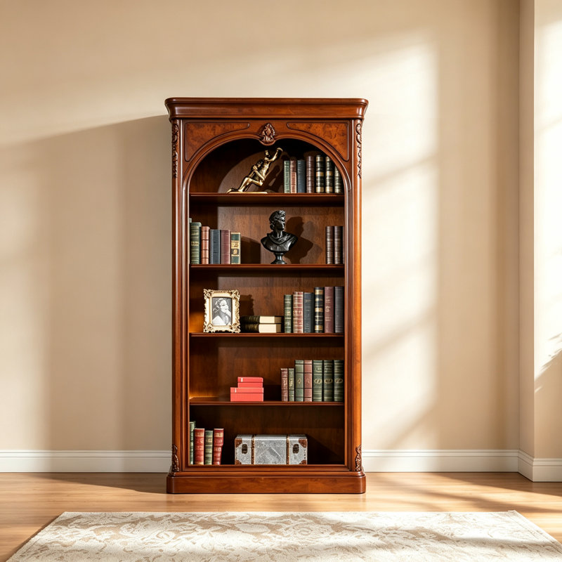Retro Cherry Wood Solid Brown Bookcase